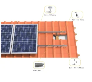 Adjustable Aluminum Tile Roof Solar Racking System Photovoltaic Mount Bracket