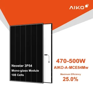 Aiko Full Black Mono Bifacial Photovoltaic Panel 470W 500W 25% Efficiency 182mm Cell Solar Neostar 3P54 EU Stock