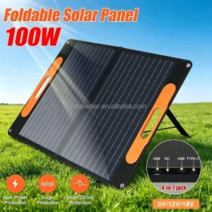 Alecter FB100 100W Solar Panel 23.5% Conversion Efficiency Bifacial Panels IP65 Waterproof Foldable Portable Black Solar Charger
