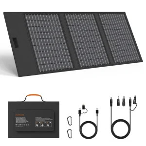 All Black Lightweight Portable and Foldable Solar Panels Kit for Various Outdoor Mobile Devices
