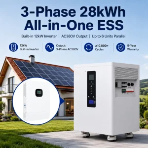 All in One 28kWh 32kWh Home ESS 51.2v 560Ah 628Ah Battery 3 Phase AC380V Built in 12kw Inverter Solar Energy Storage System