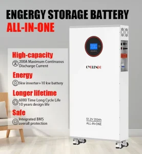 All in One 5Kw 10Kwh LiFePO4 Battery Lithium Iron Phosphate Floor Stand for Home Energy Storage System