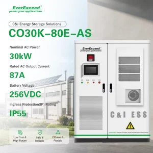 All in One C&I Energy Storage Solutions CO30K 80E AS with 208V 87A Output 12000 Cycles LFP Battery EMS BMS for Off Grid Village