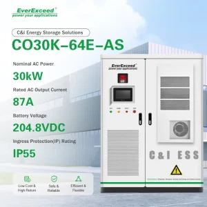All in One Commercial Industrial ESS CO30K 64E AS Solar Storage System 12000 Cycle LFP Battery for Hotel Backup Power