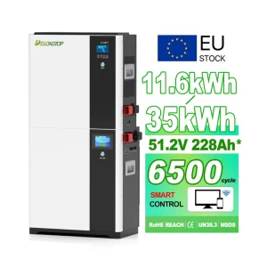 All in One EU Solar System LiFePO4 Battery 51.2V 228Ah 11.67kWh with 5kW 6.5kW Off Grid Hybrid Inverter Battery Cell