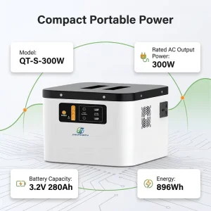 All-in-One Hybrid Grid Portable Generator 300W AC Outlet Pure Sine Wave Power Station for Outdoor Work and Home Backup
