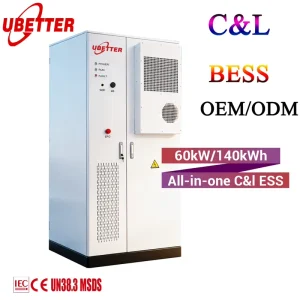All in One Solar ESS 40kw 50kw 60kw Outdoor LiFePO4 Energy Storage System 100kWh 120kWh 140kWh For Industrial Commercial