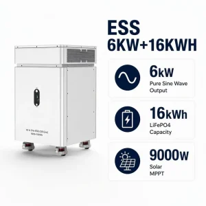 All-in-One Stackable Home Energy Storage System 6KW 16KWh LiFePO4 Battery Solar Inverter WiFi Monitor Pure Sine Wave
