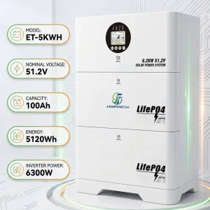 All in One Stackable Solar Power System 6.2KW 51.2V LiFePO4 Battery MPPT 100A Charger 10kWh for Off Grid & Hybrid Grid House