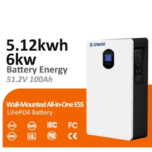 All in One Wall Mounted Home Solar Energy Storage System 51.2V 100Ah LiFePO4 Lithium Battery 5KWh Hybrid Grid Inverter