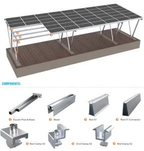 Aluminium Double Parking Spaces Solar Carport Residential Solar Mounting Structure Solar Panel Carport Bracket System
