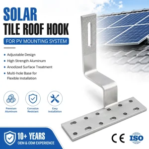 Aluminum Adjustable Tile Roof Hook Solar Panel Mounting Bracket PV Roof Mounting System Accessories