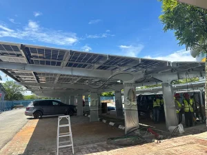 Aluminum Alloy 2KW Solar Carport Mounting System Hot Dip Galvanized Surface 60M/S Wind Load 1.4kN/M Snow