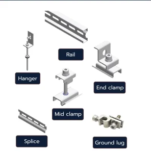Aluminum Alloy Galvanized Mild Clamp End Clamp Solar Hanger Splice Ground Lug Solar Accessories for Solar Systems