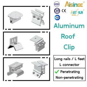Aluminum Clips Solar Mounting Bracket for Solar System Easy Install Solar Accessories for Solar Roof Mounting System