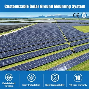 Aluminum Ground Solar Mount Structure Wind-Resistant PV Support Frame for Commercial and Utility Solar Projects