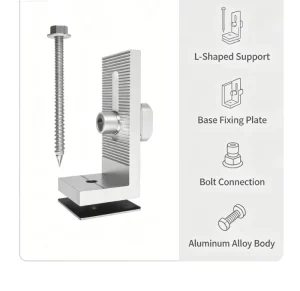 Aluminum L Foot Brackets for Solar Photovoltaic Rooftops, 1.4 kN/m Snow Load Capacity, Anodized Surface, 60 m/s