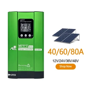 Aluminum MPPT Solar Charge Controller 12V 24V 36V 48V Automatic 40A 60A 80A