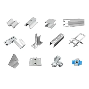 Aluminum Profile Edge-Press and Mid-Press Clamps with C-Type Hot-Dip Galvanized Rails for Solar Mounting Systems