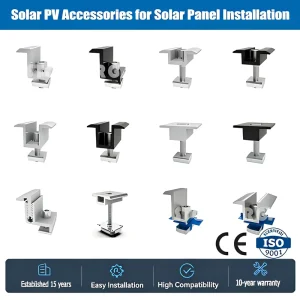 Aluminum Solar Mid Clamp End Clamp AL6005-T5 PV Module Fixing Clamp for Solar Panel Mounting System