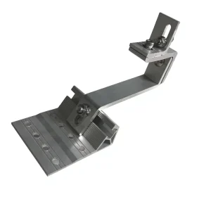 Anodized Natural Silver Aluminum Double Adjustable Solar Panel Roof Hook for Tile Roof