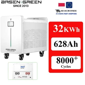 BASENGREEN 51.2v 48v 300ah 628ah 15kwh 32kwh 16S Residential Lithium Battery Pack With ESS BMS Active Balance Touch Screen