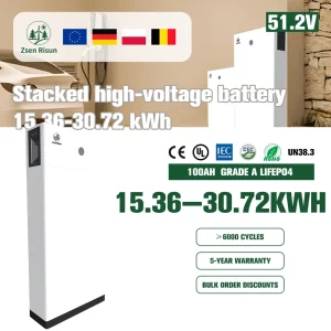 BAT-25K-HV-S High Voltage Stackable LiFePO4 Battery 20.48kWh 51.2V Module Expandable to 30kWh+ Solar Energy System