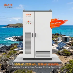BESS Cabinet with 100kW 232kWh or 125kW 261kWh LiFePO4 Battery, Liquid Cooling and 6000 Cycles for Industrial and Commercial Energy Storage