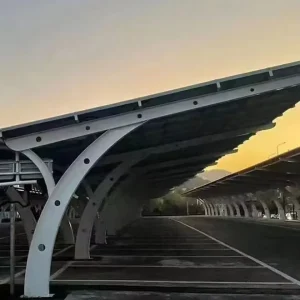 BIPV Solar Carport for Highway Projects and Outdoor Parking, Q235 Steel Structure, Hot-Dip Galvanized Solar Canopy