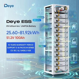 BOS-G 51.2V 100Ah LiFePO4 Battery Pack 5.12kWh 25.6kWh-81.92kWh Modular High Voltage ESS with BMS for Solar Inverter