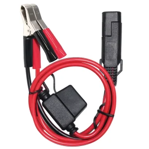 Battery Cable with Heavy Duty alligator Clips Wired to Female SAE 2-pin Connector