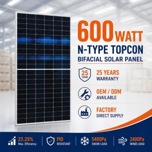 Bifacial N Type 620 Watt 610 Watt 600 Watt Solar Panel Half Cut Photovoltaic Modules