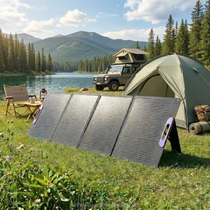 Foldable Solar Panel 100 Watts 4 Fold Monocrystalline Dual Side USB Output Portable Solar Charger for Power Station RV Camping