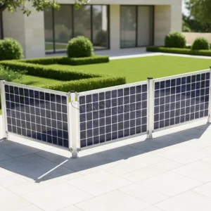 Bifacial Vertical Solar Fence System Double-Sided PV Power Generation Energy-Harvesting Fence Structure for Outdoor Boundaries