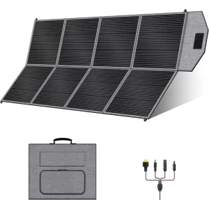 Black 400W Portable Foldable Solar Panel IP65 Waterproof Adjustable Kickstand for RV Camping and Off Grid Power Station