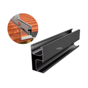 Black Anodized Aluminum Photovoltaic Accessories Solar Panel Mounting Rail for Ground and Rooftop