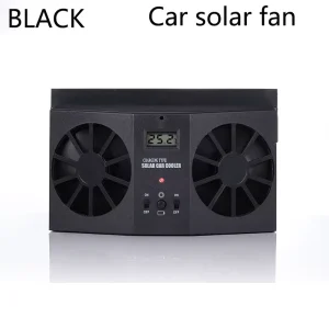 Black Plastic Dual-Outlet Solar-Powered Car Ventilation Fan In-Car Air Circulation Cooler Automotive Ventilation Air Exchange