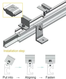 Butterfly Rail Solar Mounting Kit with Solar Mid Clamp Aluminum Alloy PV Rail for Rooftop Use Includes Accessories
