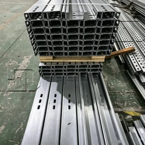 C-Shaped Steel Ground Bracket for Solar Panel Installation Carport, Hot-Dip Galvanized, 60 m/s Wind Load