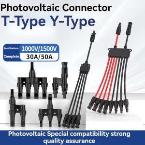 CE/TUV Certification T/Y Type Solar PV Branch Cable Connector Parallel Adapters 1500V DC Waterproof Solar Panel Connector