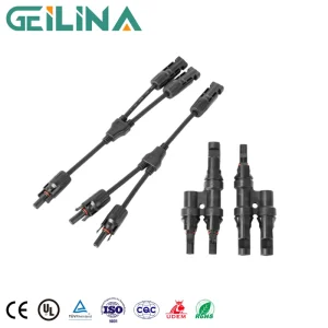 CE TUV 认证 T Y 型太阳能光伏分支电缆连接器并联适配器 1500V DC 防水太阳能电池板连接器