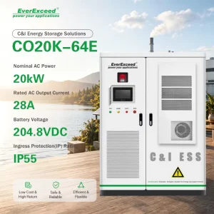 CO20K 64E All in One 20kW 64kWh C&I ESS Solution LFP Battery Solar Genset Ready Peak Shaving Backup Power Villas IP55 Protection