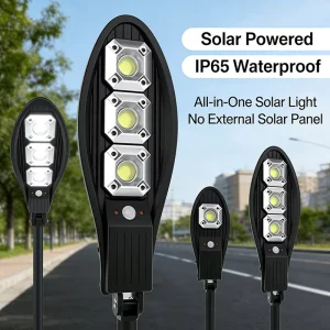 COB 60W IP65 All-in-One LED Solar Street Light for Road and Garden Use with ABS Battery RoHS Certified Human Body Induction