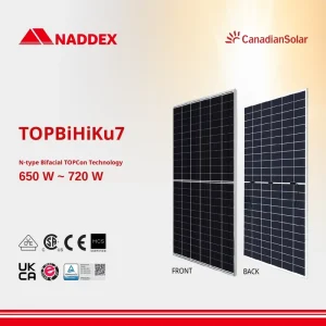 Canadian Solar TOPBiHiKu7 Bifacial Solar Panels 650-720W N-type Dual Glass PV Module Home Commercial Solar System