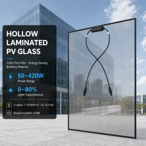 CdTe Thin Film BIPV Hollow Laminated Solar Glass Facade Panel Cadmium Telluride Semi Transparent Curtain Wall for Green Energy