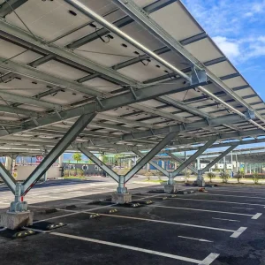 China Manufacturer Grid Solar Carport Mounting Brackets for 2 Car Parking Carbon Steel Aluminum Alloy