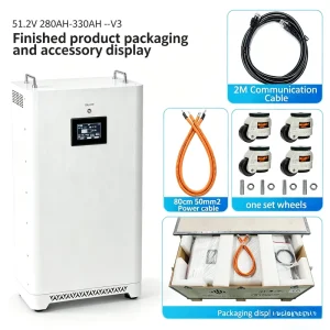 China Stock 51.2V 314AH LiFePo4 Split Wall Mounted Battery 16kWh 8000 Cycle 200A+220A Circuit Breaker Heating Pad Ready Use