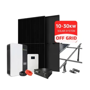 Complet Hybrid Off-Grid Solar Power System 10kw 20kw 30kw Solar Panels Lithium Battery Inverter All in One Energy Storage System