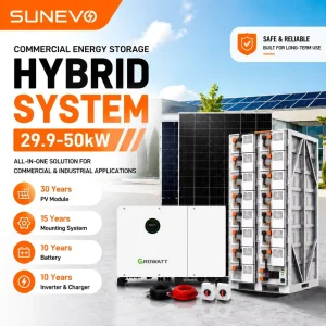 Complete 30kW 40kW 50kW Solar Hybrid System Kit with 3 Phase MPPT Inverter for Large Scale Commercial Factory Use