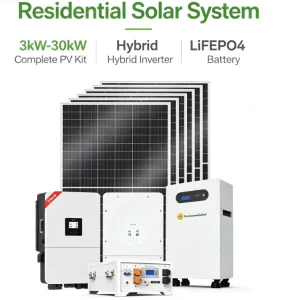 Complete 3KW 30KW 家庭用混合太阳能系统离网光伏套件，带太阳能电池板逆变器和锂电池
